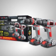 KraftMuller Cordless Drill and Hammer Drill set - Powerful and versatile with two extra double batteries and a selection of bits and sockets.