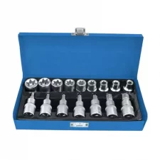 KRAFTMULLER 17-Piece Socket Tool - Socket set in metal case with ratchet handle and various socket sizes